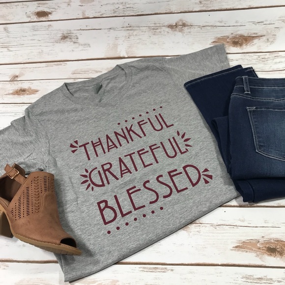 SwankStyles Tops - Thankful Grateful Blessed Graphic Tee
